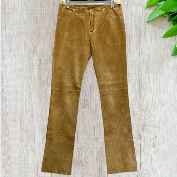 Heart Moon Star Denim - VINTAGE HEART MOON STAR -- Leather Jeans, Chamois Colored, Soft Suede-Feel